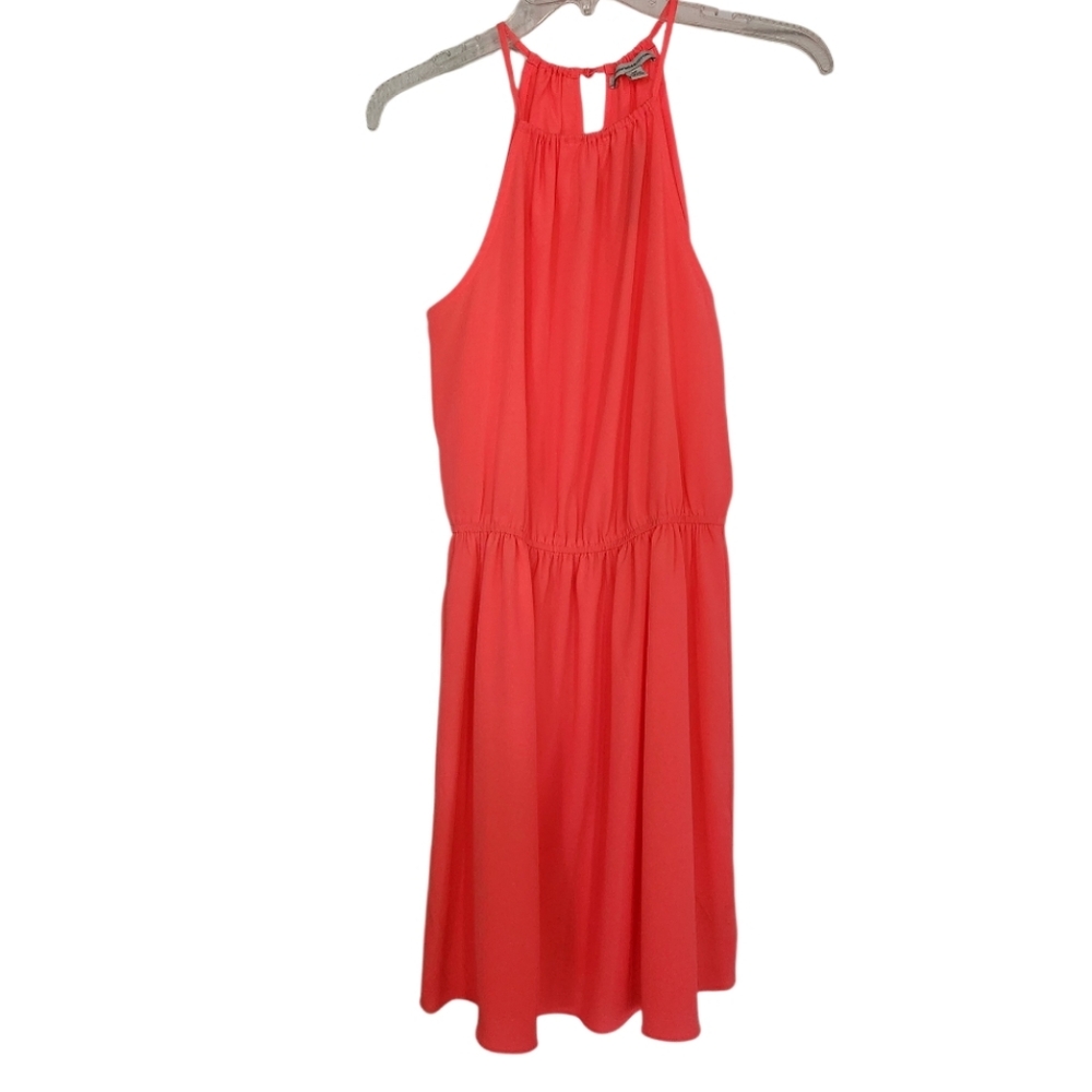 American Eagle Vibrant Orange Sleeveless Halter Dress Sz Small Nwt